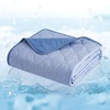 image:imageCozy Bliss Deluxe Leakproof Cooling Blanket for Small Dogs QMax 05 Soft amp Durable Washable Pet Cooling Mat for Hot Weather Livingroom Pet Throw amp Couch Protector for Cats Charcoal Grey 25x35Heather Haze Blue