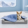 image:imageCozy Bliss Deluxe Leakproof Cooling Blanket for Small Dogs QMax 05 Soft amp Durable Washable Pet Cooling Mat for Hot Weather Livingroom Pet Throw amp Couch Protector for Cats Charcoal Grey 25x35Heather Haze Blue