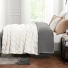 image:imageCozy Bliss Faux Fur Textured Throw Blanket for Couch Super Soft Fuzzy Checkered Bed Blanket Gift for Women Premium 3D Geom Jacquard All Season Use Cream White 5060Cream White Geom