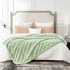 image:imageCozy Bliss Faux Fur Textured Throw Blanket for Couch Super Soft Fuzzy Checkered Bed Blanket Gift for Women Premium 3D Geom Jacquard All Season Use Cream White 5060Sage Green Geom