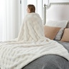 image:imageCozy Bliss Faux Fur Textured Throw Blanket for Couch Super Soft Fuzzy Checkered Bed Blanket Gift for Women Premium 3D Geom Jacquard All Season Use Cream White 5060Cream White Geom