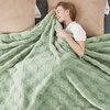 image:imageCozy Bliss Faux Fur Textured Throw Blanket for Couch Super Soft Fuzzy Checkered Bed Blanket Gift for Women Premium 3D Geom Jacquard All Season Use Cream White 5060Sage Green Geom