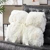 image:imageCozy Bliss Faux Fur Textured Throw Blanket for Couch Super Soft Fuzzy Checkered Bed Blanket Gift for Women Premium 3D Geom Jacquard All Season Use Cream White 5060Cream White Geom