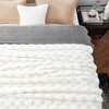 image:imageCozy Bliss Faux Fur Textured Throw Blanket for Couch Super Soft Fuzzy Checkered Bed Blanket Gift for Women Premium 3D Geom Jacquard All Season Use Cream White 5060Cream White Geom