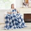 image:imageCozy Bliss Sherpa Throw Blanket for Couch Cozy Fleece Thick Warm Blanket for Winter Reversible Soft Fuzzy Plush Throw Gifts for Women and Men Room Decor Mottled Beige 50 x 60Buffalo Plaidnavy Blue