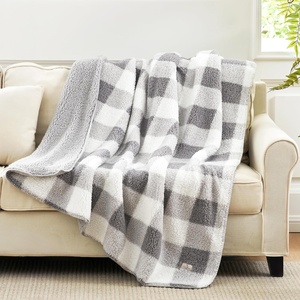 image:imageCozy Bliss Sherpa Throw Blanket for Couch Cozy Fleece Thick Warm Blanket for Winter Reversible Soft Fuzzy Plush Throw Gifts for Women and Men Room Decor Mottled Beige 50 x 60Buffalo Plaidgrey