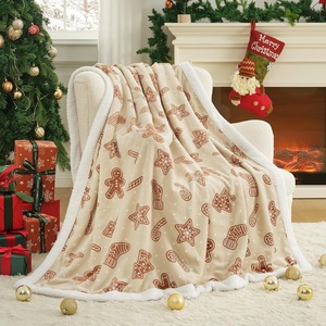 image:imageCozy Bliss Sherpa Throw Blanket for Couch Cozy Fleece Thick Warm Blanket for Winter Reversible Soft Fuzzy Plush Throw Gifts for Women and Men Room Decor Mottled Beige 50 x 60Christmas Gingerbread