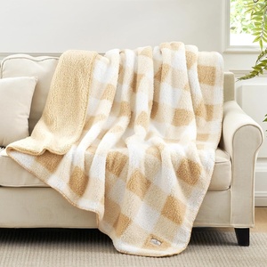 image:imageCozy Bliss Sherpa Throw Blanket for Couch Cozy Fleece Thick Warm Blanket for Winter Reversible Soft Fuzzy Plush Throw Gifts for Women and Men Room Decor Mottled Beige 50 x 60Buffalo Plaidbeige