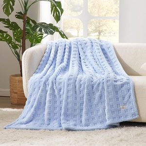 image:imageCozy Bliss Ultrasoft Waffle Throw Blanket Fluffy Cute Plush Blanket for Couch Bed Modern Home Accent Portable for Picnic or Outdoor Grey 50x60Light Blue